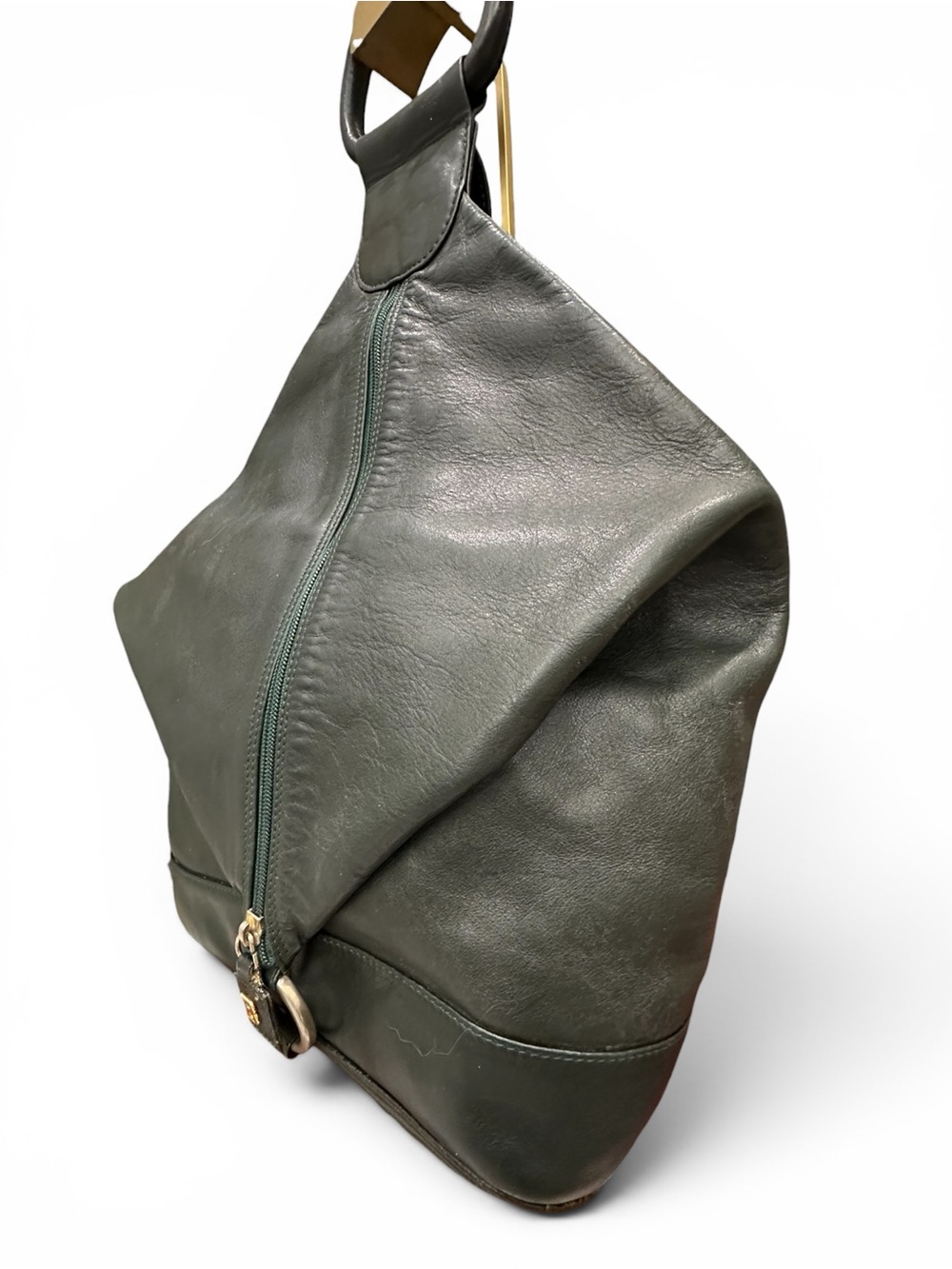 Vintage Bally Dark Green Leather Convertible Backpack Shoulder Bag